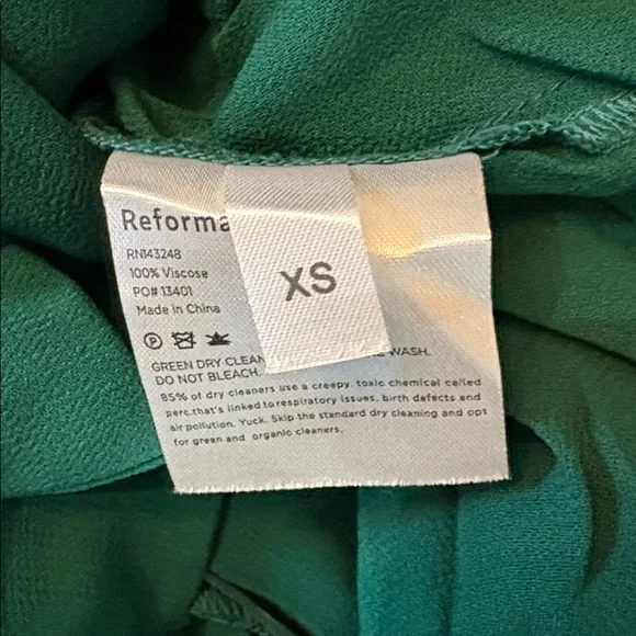 Reformation Winslow Short Sleeve Wrap Dress Emerald Green XS EUC - Picture 10 of 11